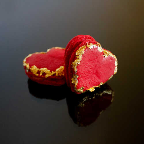 Macaron cœur feuille d'or