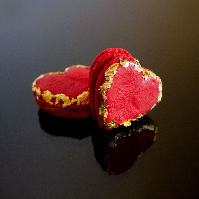 Macaron cœur feuille d'or 1 Macaron cœur feuille d'or